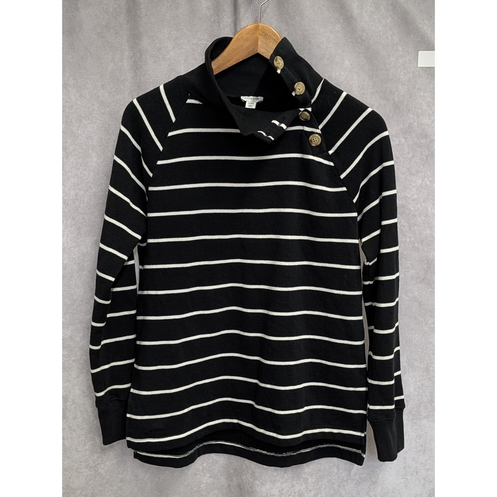 j crew Striped wide button-collar tunic sweatshirt in cloudspun fleece XXS